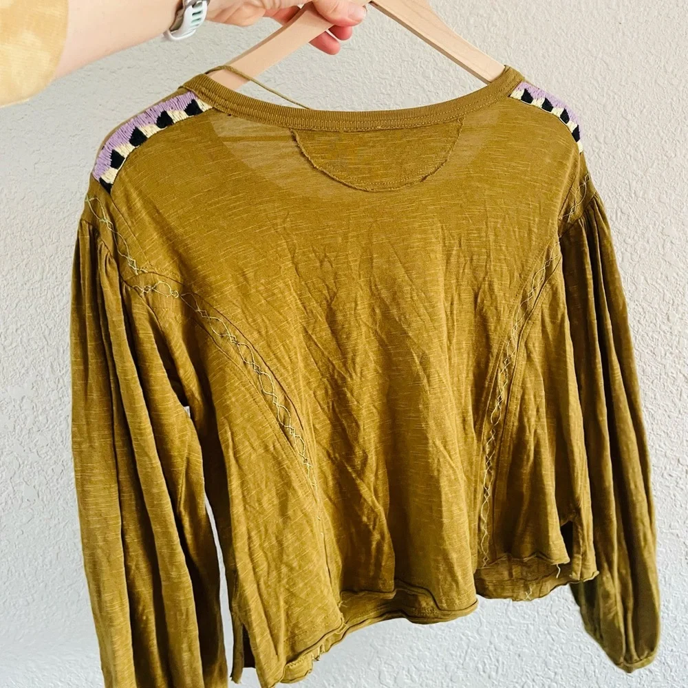 Free People Hand Me Down Embroidered Bohemian Style Crop Top